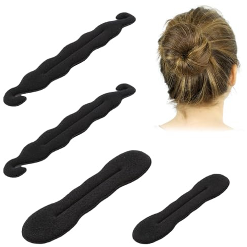NJCXOLA 4 Stück Magischer Haarknoten,2 Große und 2 Kleine,Hair Bun Maker Upgraded Haarhalter Schwamm Clips Haar Styling Donut Brötchen Haar Twist Lockenwickler Donut Tools