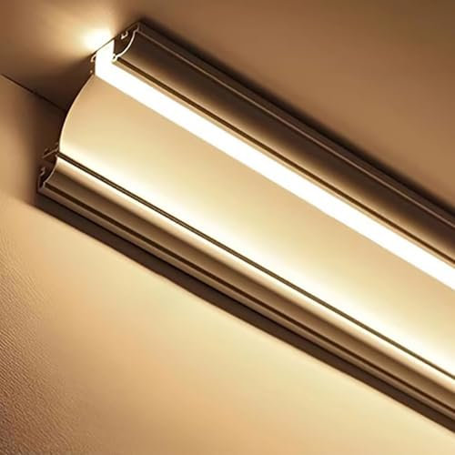 XMWOEIX Dekorative Sockelleistenbeleuchtungsleiste, Aluminiumkanalprofil für LED-Deckenbeleuchtung, Oberflächenmontage für LED-Sockelleistenabdeckungen für Schlafzimmer und Wohnzimmer (5 m)