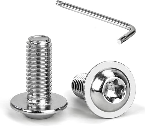 Tunejoy 20 Pièces Vis à Tête Bombée Torx avec Bride M8 x 20 mm Vis à Six Pans Creux en Acier Inoxydable A2 V2A Boulons à Tête Hexagonale avec Clé T40 Filetage Complet