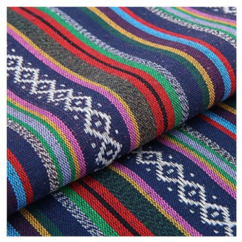 BrightGlow Baumwolle Stoff zum Nähen Ethnisches Muster Baumwollstoff Boho-Stoff Meterware Exotische Blumen Stoff Baumwoll-Leinenstoff Bunter Retro-Dekostoff Zum Nähen Kostümstoff 13# 100 X 150CM