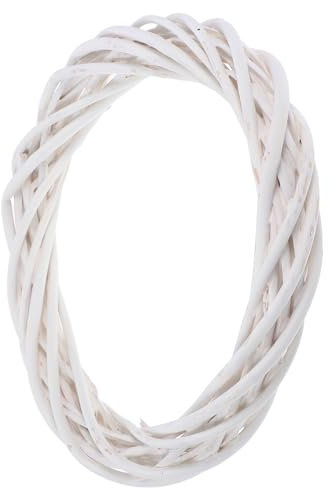 BIUDECO Handgemachter Weidenkranz- Für Dekoration Schlichte Kranzform 22 cm Weiß Für Hochzeit Urlaub Zuhause Ornament