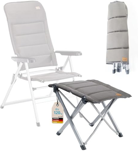 Skandika Klappstuhl Lepola | Campingstuhl faltbar aus Aluminium, Alu-Gartenstuhl, 7-Fach verstellbare Rückenlehne, 180kg belastbar, klappbar, hohe Lehne, Kopfstütze | Camping, Garten (Hocker)