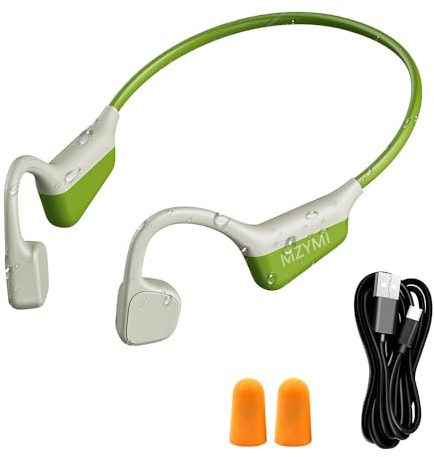 MZYMI Cuffie wireless i18PRO a conduzione ossea senza fili, auricolari aperti, indolore, impermeabili, Bluetooth5.4, cuffie HiFi per sport, corsa, palestra, escursionismo, ciclismo (verde)