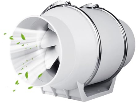 iFCOW Inline Extractor Fan, 100mm/4 Inch Duct Ventilation Fan 220m³/h | 40W Powerful Quiet Bathroom Inline Exhaust Fan for Basement Kitchen, Shower, Loft, Grow Tent, Hydroponics, High Airflow