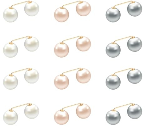 12 Pcs Pearl Decorative Safety Pins Scarf Pin Shawl Pin No Sew Buttons Modesty Pins for Women Sweater Shawl Clips