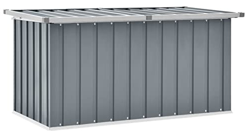 Hoodmeel Gartenbox Metall Wasserdicht Gartenbox XXL wasserdicht Auflagenbox Metall XXL Kissenbox Outdoor Schrank Werkzeugkasten Truhe mit Deckel-Grau-129 x 67 x 65 cm