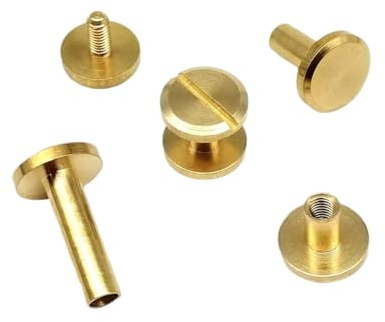 10 viti Chicago in ottone massiccio, rivetti a testa tonda per artigianato in pelle, portafogli, borse e cinture (testa piatta, 25 mm)