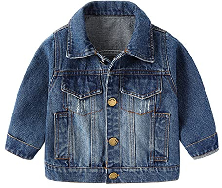 Jeansjacke Baby Junge Mädchen Übergangsjacke mit Knopfleiste Mode Jacke Langarm Denim Jacken Vintage Jeans Mäntel Lässig Aesthetic Kleidung Outdoor