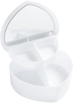 Vocdikficy Scatole per Cancelleria Cassettiera Scatola per Trucchi Scatola per Gioielli A Forma di Cuore Scatole Porta Gioielli in Plastica Bianca