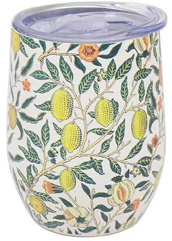 The Leonardo Collection William Morris Travel Cup Fruits for Hot Or Cold Drinks | Thermal Travel Mug with Lid & Handle for Office, Gym, Home Or Travel | Insulated Tumbler Coffee Cups for Daily Use