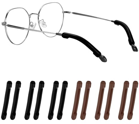 PATIKIL Brillenbügelenden Hülsen Halterung 6 Paar Weiche Silikon Anti-Rutsch Brillenhalter Für Sonnenbrillen Sehhilfen Schwarz/Braun