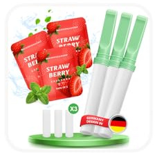 J.Fée 3 Stück Rauchentwöhnung Atemstick Minze Verstärken mit 15 Fruchtige Geschmacksfiltern Erdbeere, S2.0 Rauchentwöhnung Ohne Nikotin Rauchfrei Hilfsmittel mit Widerstand Atemsticks und Filter