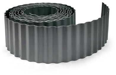 protanic Rasenkantenband anthrazit Metall Wellenform 15cm x 5m - verzinkte pulverbeschichtete Beetumrandung & Beetbegrenzung für Garten und Rasen