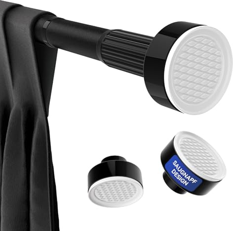 Vista Gardinenstange ohne Bohren 390-480cm Vorhangstange Klemmstange Schwarz 32mm Durchmesser Teleskopstange Rutschfest & mit Verriegelungsfunktion