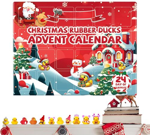 Adventskalender 24 dagar 24 fack - gummiankor badleksaker | Gåva till, tecknad leksak, daglig familjeaktivitet, nedräkning, kul d