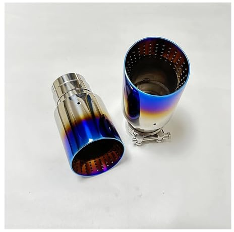 Tuyau D'extrémité 1 Tuyau D'échappement Automobile Silencieux Gorge De Queue En Acier Inoxydable Rôti Bleu Bouche De Trompette De Grand Diamètre(60mm-101mm)