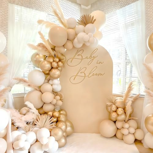 Sand White Gold Balloon Arch Kit,106Pcs White Sand and Gold Balloon Arch Garland Kit with 5/10/18Inch Nude Party Balloons for Birthday Party Decoration,Boho Weddding,Baby Shower,Anniversary