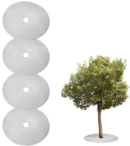 QUARKZMAN 4pcs Anneau De Paillage pour Arbre 62cm Non-Tissé Rond Protecteur d'arbre Tapis Anti-Mauvaises Herbes Couverture De Anneaux pour Contrôle des Mauvaises Herbes des Racines, Silver