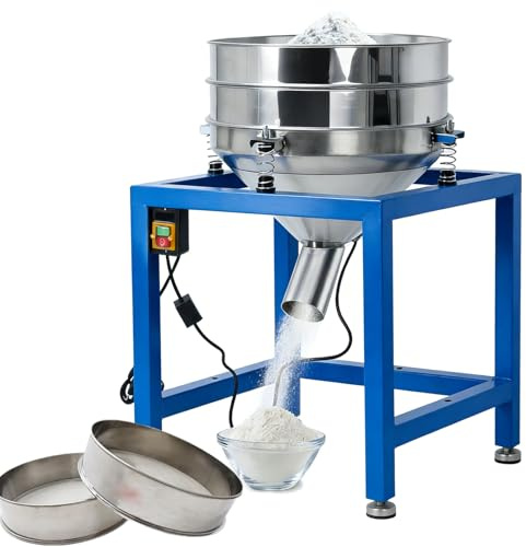 Automatic Powder Sifter Machine, Electric Sieve Shaker, Flour Sieve Shaker with 19.6 Diameter 40 Mesh & 100 Mesh, Industrial Vibrating Sieve Machine, for Baking Grain Particles Processing