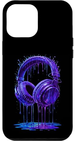 Casque Audio Bleu électrique DJ Gamer Musique Art Paint Drip Coque pour iPhone 12 Pro Max