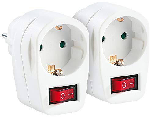 revolt Steckerschalter: 2er-Set Stromspar-Steckeradapter mit Netzschalter für 230-V-Geräte (Stecker mit Schalter, Zwischenschalter Steckdose, Küche)