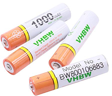 vhbw 4 x AAA Micro, R3, HR03 Akku 1000mAh kompatibel mit Siemens Gigaset C100