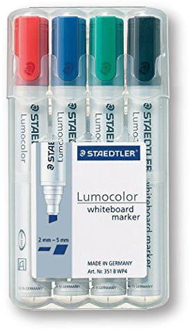 Staedtler 351 B WP4 Board-Marker Lumocolor whiteboard marker, Staedtler Box mit 4 Farben (5, Whiteboardmarker)