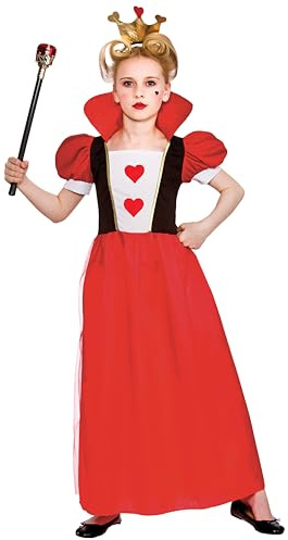 Wicked Costumes Girls Queen of Hearts Fancy Dress Costume – Red Storybook Fairytale Outfit for World Book Day, Book Week, School Plays & Parties - Large 8–10 Years