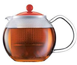 Bodum Teebereiter Assam - Borosilikatglas mit Kunststoffdeckel und Kunststoffsieb - Farbe Rot - 0,50 L - A1823-XYB-Y16-2