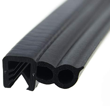 SMI-Dichtungsprofil DS20 für 5-6mm EPDM Moosgummi/Vollgummi mit Stahleinlage selbstklemmend ohne Kleber - Kantenschutz mit Dichtung seitlich, Kantenschutzdichtprofil für Auto, Kofferraum (3 m)