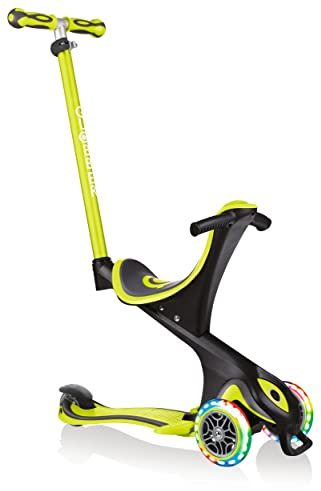 GLOBBER GO-UP Comfort Lights – 3 in 1 Dreirad, 120/80 mm, ABEC 5, 3-rädrig, höhenverstellbar, LED-Rollen