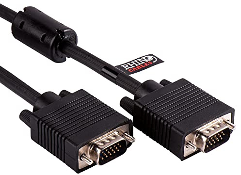 rhinocables Professional VGA SVGA Cable – 15-Pin Male/Male Lead with Triple Mini-Coax Shielding, Moulded Jacket & Secure Screws | PC-to-Monitor/Projector Connectivity | High-Fidelity Build (50m) | 15 Pin Male/Male Lead with Triple Mini Coax Shielding, Moulded Jacket & Secure Screws, PC to Monitor/Projector Connectivity