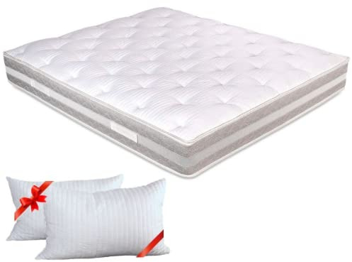 EVERGREENWEB Matratze 180x200, 25 cm Hoch aus Waterfoam mit Topper Memory Foam Flocken, Orthopädisch Doppel Komfort, Härtegrad H2/H3, Abnehmbarer Bezug Waschbar + 2 Visco Kissen KOSTENLOS | Nuvola