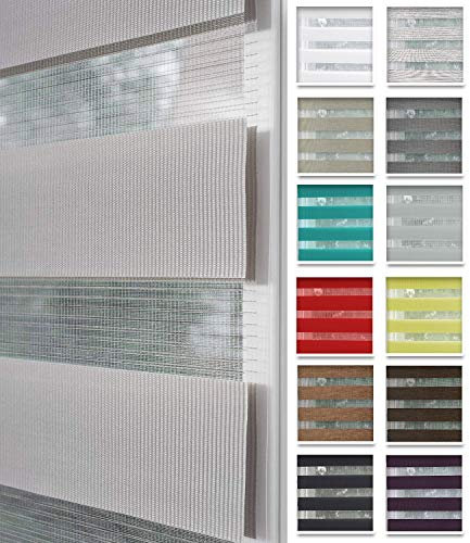 Home-Vision® DuoRollo Klemmfix, Doppelrollo ohne Bohren mit Klämmträgern, DuoRollos für Fenster und Türen (Grau, B45cm x H150cm)