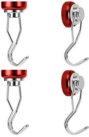 Ant Mag 4 Stück Magnethaken 25mm, Magnetischer Haken aus Neodym Magnet Bunt Drehbar Rostfrei Starke Haftkraft Max. 22kg