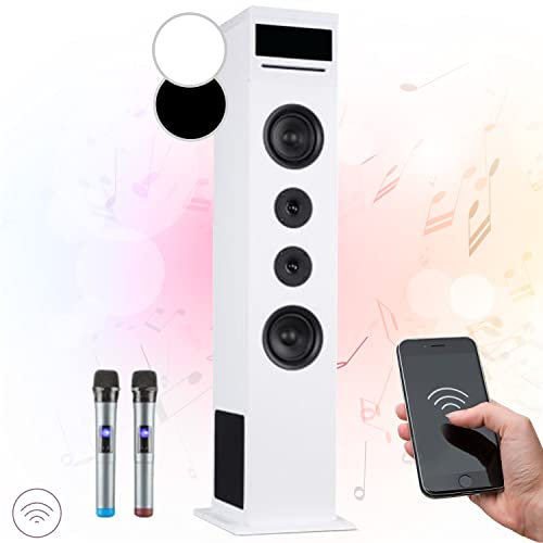 Auna KTV Karaoke Musikbox mit Mikrofon, Bluetooth Karaoke-Maschine mit Fernbedienung, CD Player & Lautsprecher, Partybox für Kinder & Erwachsene, LED-Display, Karaoke Anlage mit RCA-Video/AUX/USB