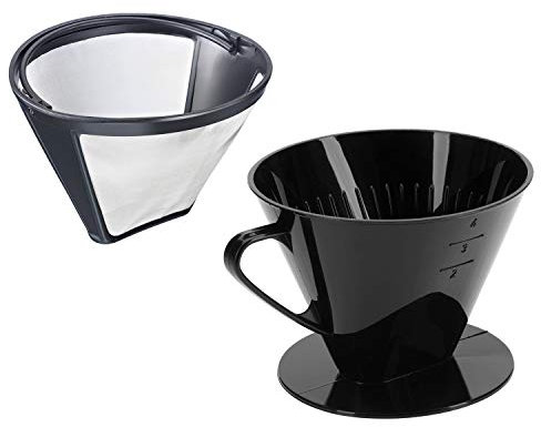 Westmark Set de Café, 2 pièces, Filtre permanent + Filtre à Café de Taille 4, Acier inoxydable/plastique, Café, Four, Argenté/Noir, 244322E7