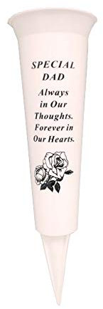 Graveside Memorial Vases/Flower Holders Ornament, Engraved with a Funeral Verse | A Personalised Plastic Spike Grave Decoration Ornament for your Loved Ones (Special dad)