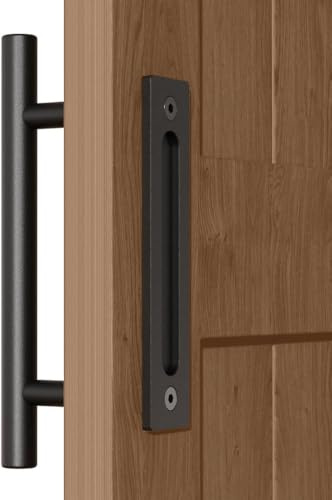 QINAIXQM 24CM Schiebetürgriff, Schiebetürtürgriff, für Scheunentür Holztür, Schranktür, Schwarz