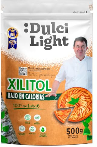 Dulcilight Xylit 500g Zuckerersatz Ohne Kalorien - Birkenzucker Xylit Natürliches Aroma, Nicht-GMO, Keto, Vegan, Glutenfrei - Pflegen Sie Ihre Zähne, Kein Bitterer Nachgeschmack