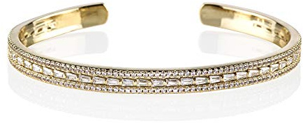namana Gold-Armspange für Damen, Goldenes-Manschetten-Armband für Frauen, Vergoldeter Armreif für Damen, besetzt mit Zirkonia, offener Armschmuck mit Geschenkbox