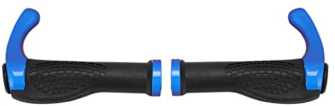 1 Par de Empuñaduras de Manillar de Cuerno de Buey para Bicicleta, Doble Bloqueo, Protector de Mango de Goma Antideslizante, Empuñadura a Prueba de Golpes para EmpuñAdura Bmx de Bicicleta Mtb(Azul)