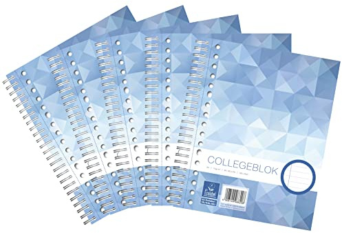 Work Collegeblock 5 Stück A5 Liniert Notizbuch 80 Blatt 17 Loch