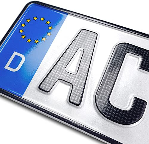 schildEVO 1 Carbon Kfz Kennzeichen | 390 x 110 mm | Kurzes Autokennzeichen 39 cm | OFFIZIELL amtliches Nummernschild | DIN-Zertifiziert – EU Wunschkennzeichen mit individueller Prägung