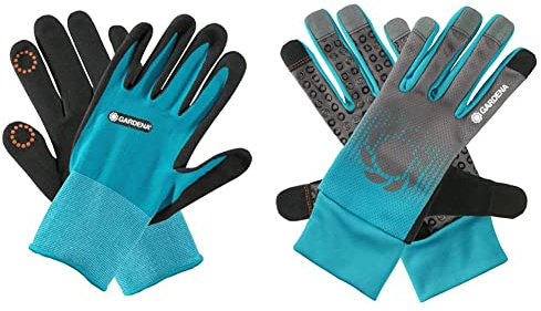 Gardena: Gartenhandschuhe für anspruchsvolle Arbeiten, 10/XL & 9/L, Türkis, atmungsaktiv, Mobile Touch, für feuchte Böden, optimaler Grip, 2 Stück
