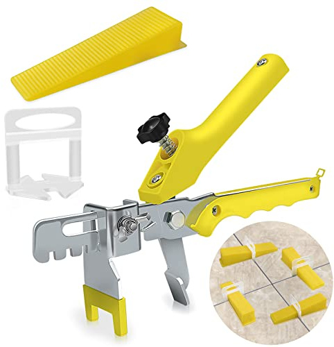 SDLDEER Tile Leveling System 1.5mm, 300 Pcs Tile Spacers with 100 Reusable Wedges with 1 Plier, Tile Levelling Kit for DIY Floor Wall Installation