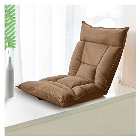 XLIHAWY Floor Lazy Sofa Stuhl, 5 Winkel Einstellung Folding Chaise Lounger, Büro Schlafzimmer Gepolstert Recliner Sofa Zum Lesen Spielen Meditieren (Farbe : Braun, Größe : 58x55x60cm)