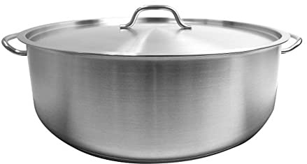 TrueCraftware- 30 Quart Stainless Steel Braiser Pot with Encapsulated Base and Cover - Heavy-Duty Brazier Pot Cookware Braiser for Soup Meat Bread Baking Dishwasher Safe and Oven Safe NSF Certified