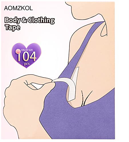 AOMZKOL 104 Stück Fashion Tape, Doppelseitiges Klebeband Kleidung mit Langen und Fächerförmigen Streifen für Bh Träger Kleid Damen Bekleidung Zubehör und Empfindliche Haut