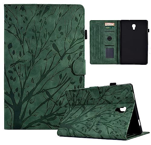 Galaxy Tab A 10.5 Zoll 2018 Hülle Vogel&Baum PU Leder Flip Tasche Brieftasche Ständer Stifthalter Tablet Schutzhülle für Samsung Galaxy Tab A 10.5 2018 Tablet PC SM-T590 / SM-T595 / T597 - Grün